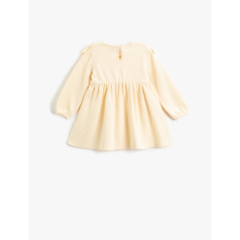 Koton Ruffled Long Sleeve Round Neck Textured Back Coverage at the Neck