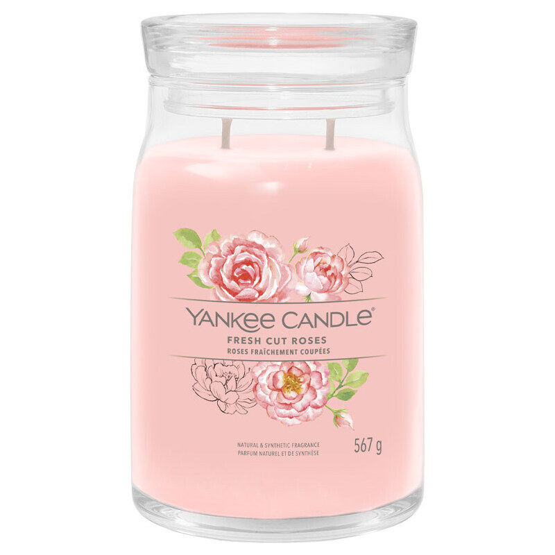 Yankee Candle – Signature svíčka Fresh Cut Roses (Čerstvě nařezané růže)