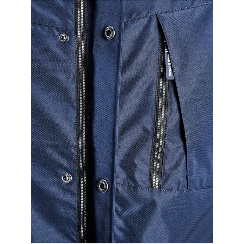 Tmavě modrá pánská lehká bunda s kapucí Jack & Jones Logan - Pánské
