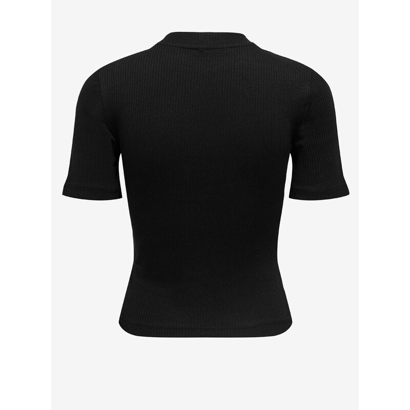 Černé žebrované tričko s ozdobným průstřihem ONLY Randi - Dámské