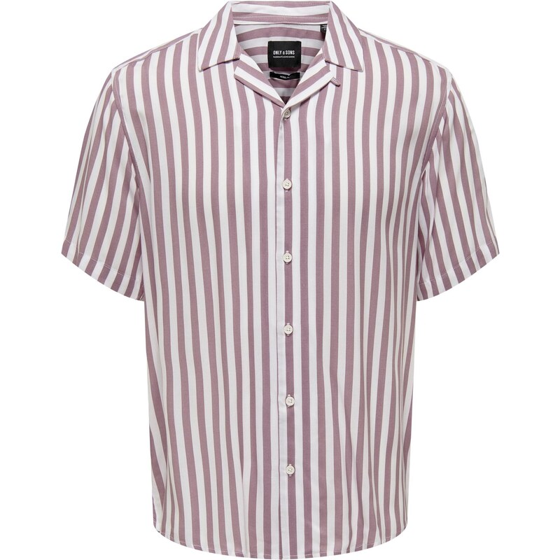 ONLY & SONS Růžovo-bílá pánská pruhovaná košile s krátkým rukávem ONLY & SON - Pánské