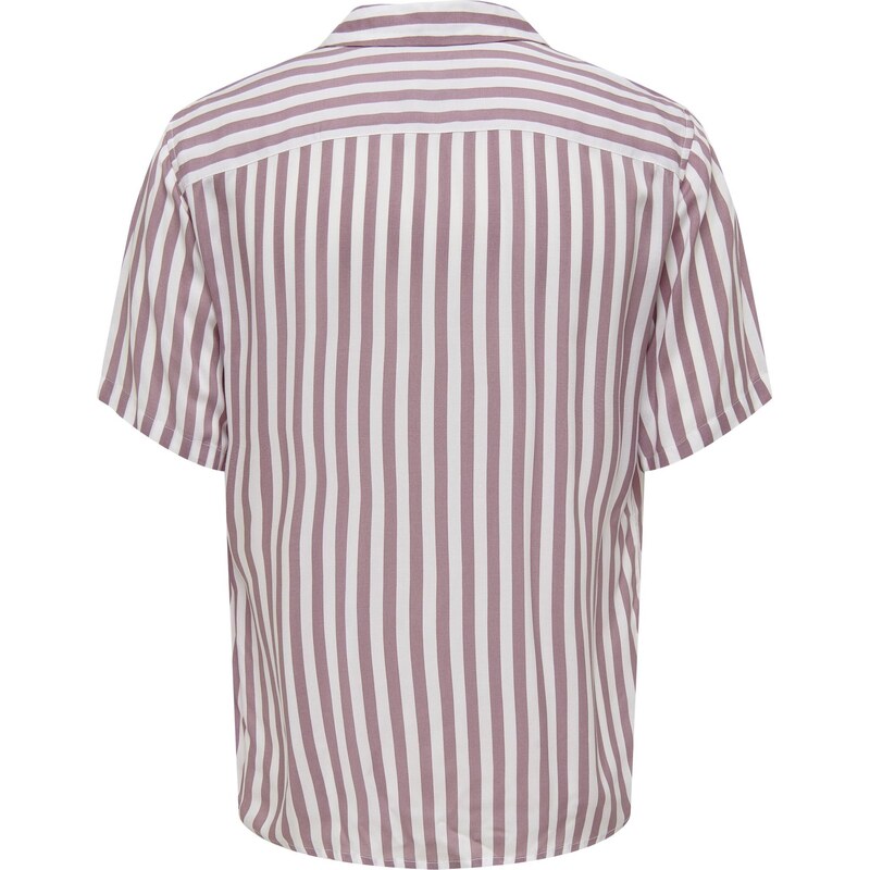 ONLY & SONS Růžovo-bílá pánská pruhovaná košile s krátkým rukávem ONLY & SON - Pánské