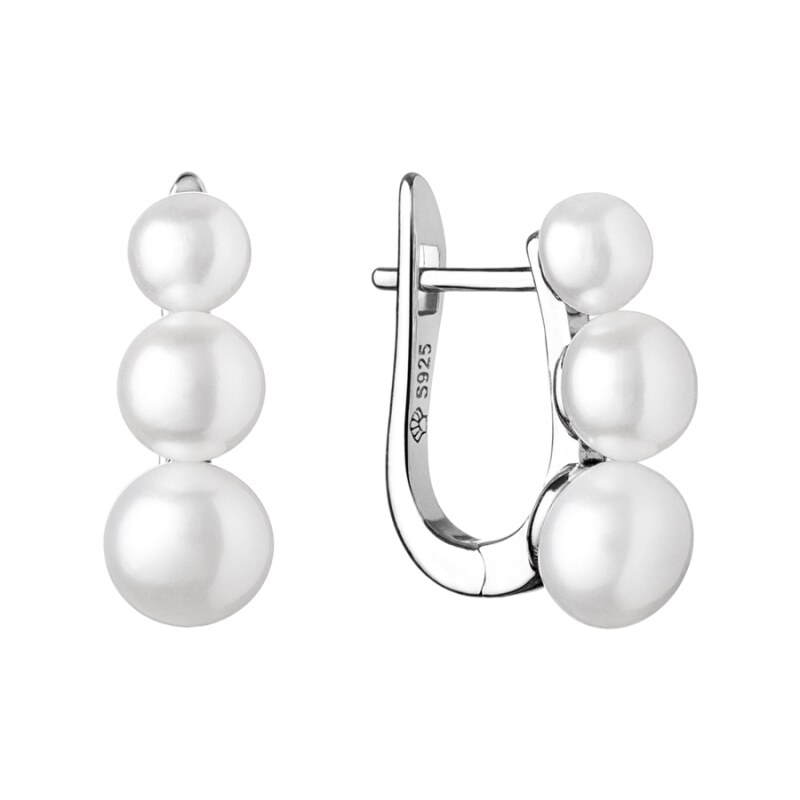 Gaura Pearls Stříbrné náušnice se třemi sladkovodními perlami, stříbro 78624913