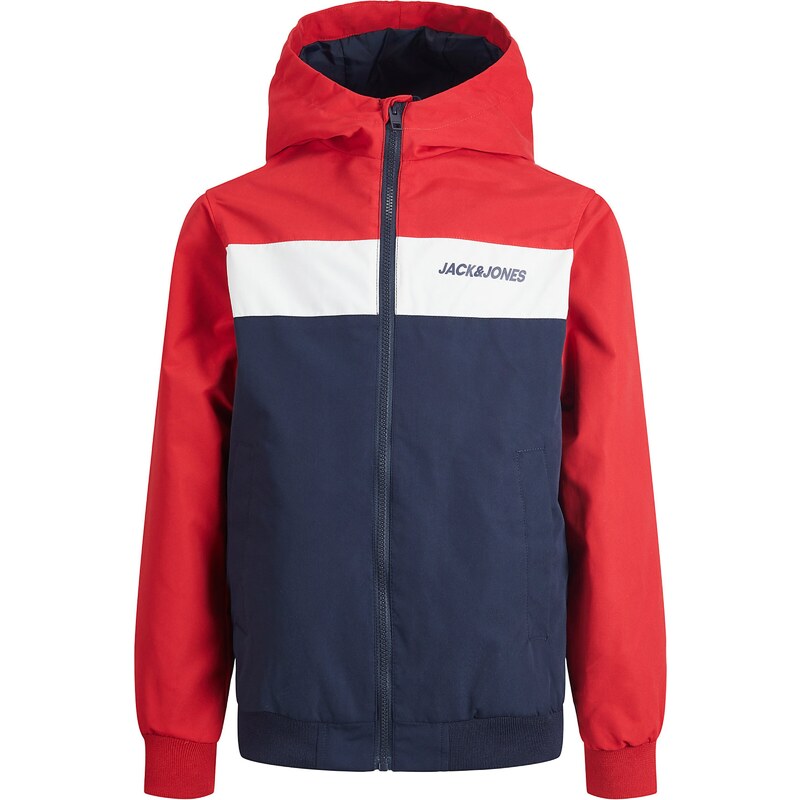 Jack & Jones Junior Přechodná bunda 'Rush' noční modrá / červená / bílá