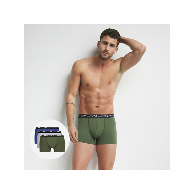 DIM COTTON STRETCH BOXER 3x - Men's boxers 3 pcs - gray - blue - green