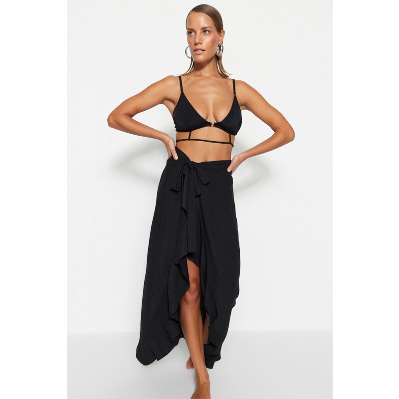 Trendyol Black Maxi Knitted Ruffle Skirt