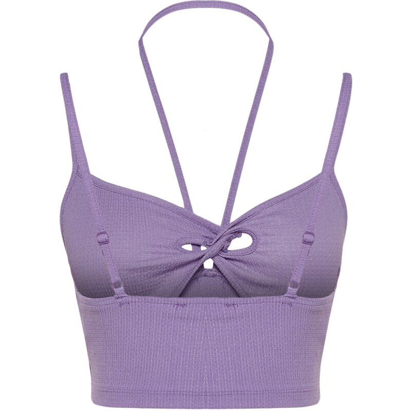 Trendyol Lilac Hangers and Window/Cut-Out Detail Knitted Crepe Knit Blouse