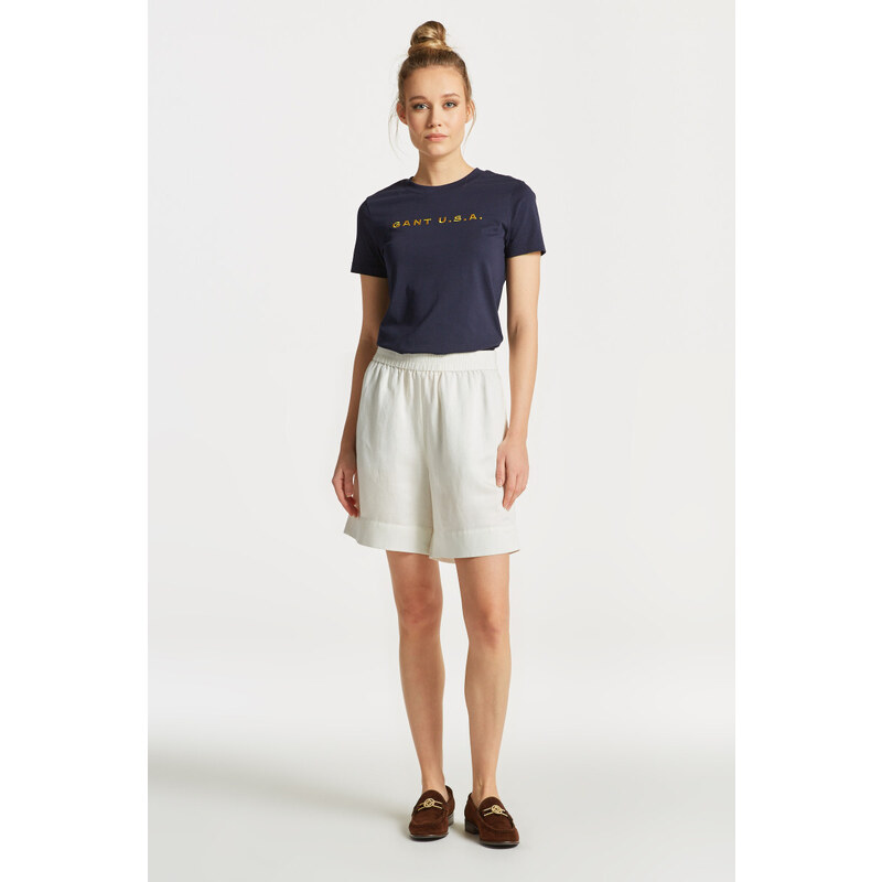 ŠORTKY GANT LINEN VISCOSE PULL-ON SHORTS bílá 38