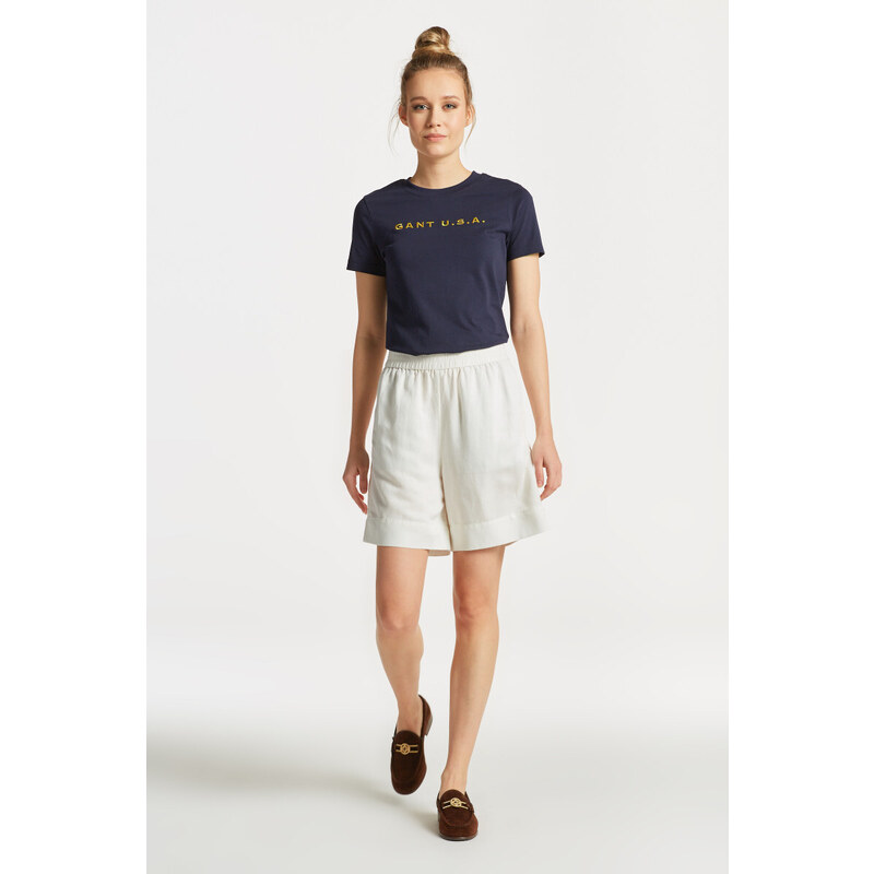 ŠORTKY GANT LINEN VISCOSE PULL-ON SHORTS bílá 38