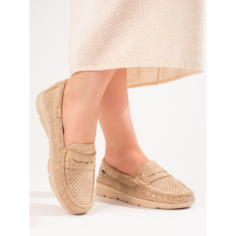 GOODIN Suede women's loafers Shelvt gold