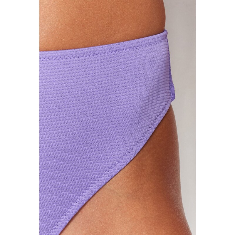 Trendyol Lilac Texturovaný Vysoký Pas Normální Noha Spodní díl Bikin