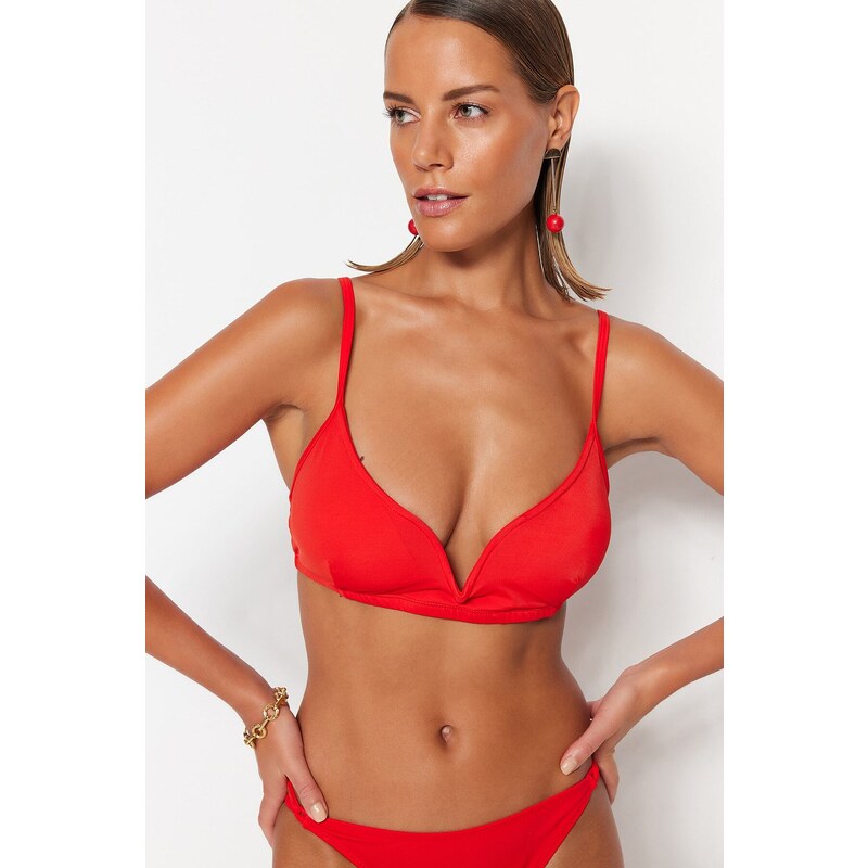 Trendyol Red Triangle V-Stringer Bikini Top