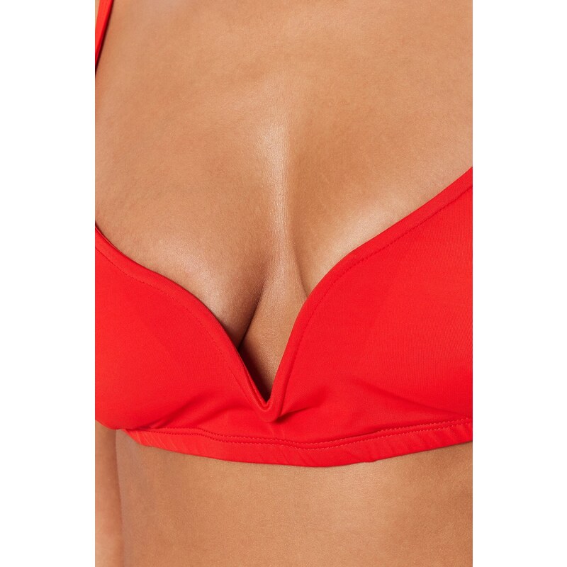 Trendyol Red Triangle V-Stringer Bikini Top