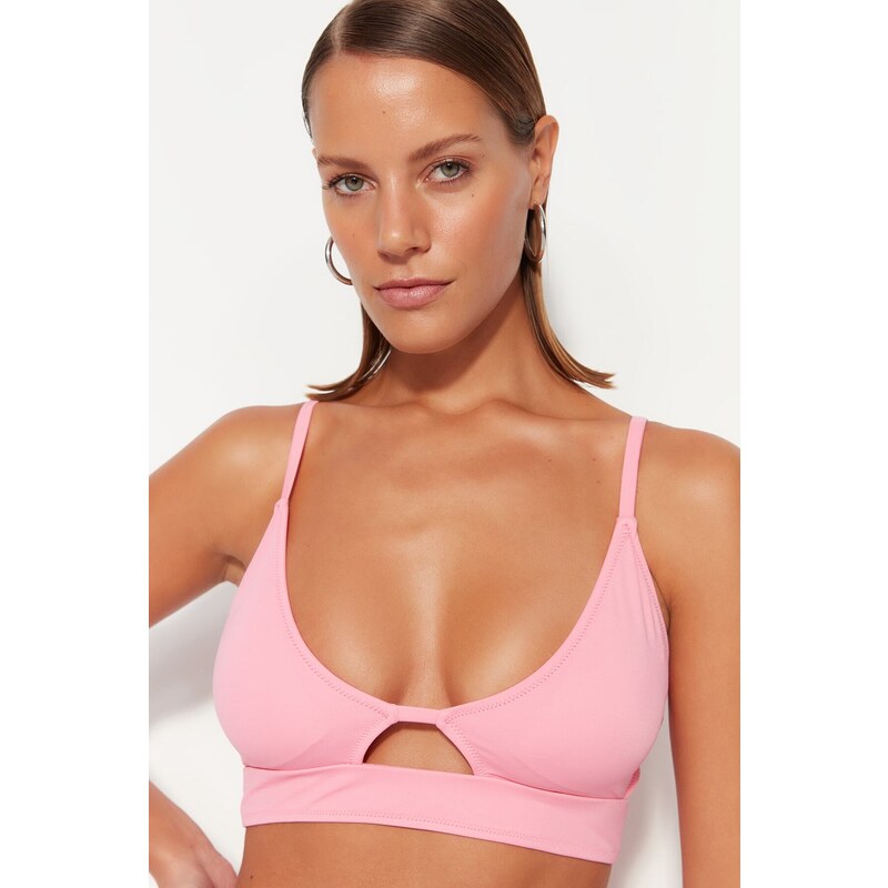 Trendyol Růžová Bralette Výstřih/Okno Bikiny Top