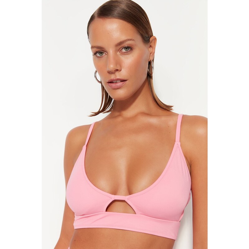 Trendyol Růžová Bralette Výstřih/Okno Bikiny Top