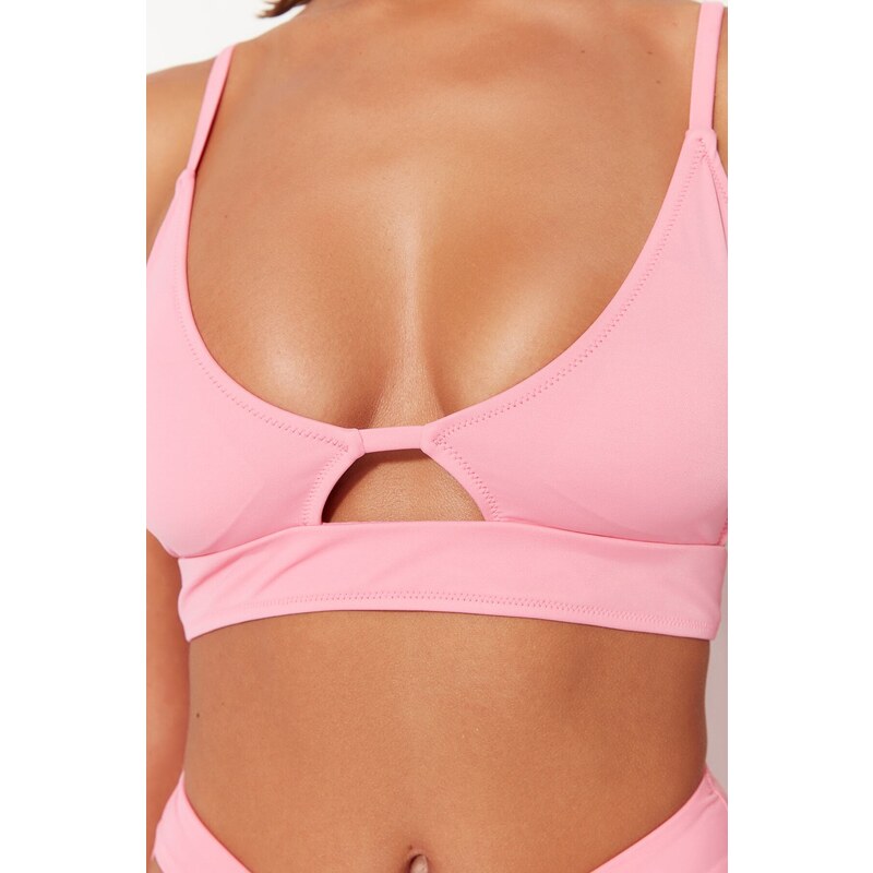 Trendyol Růžová Bralette Výstřih/Okno Bikiny Top