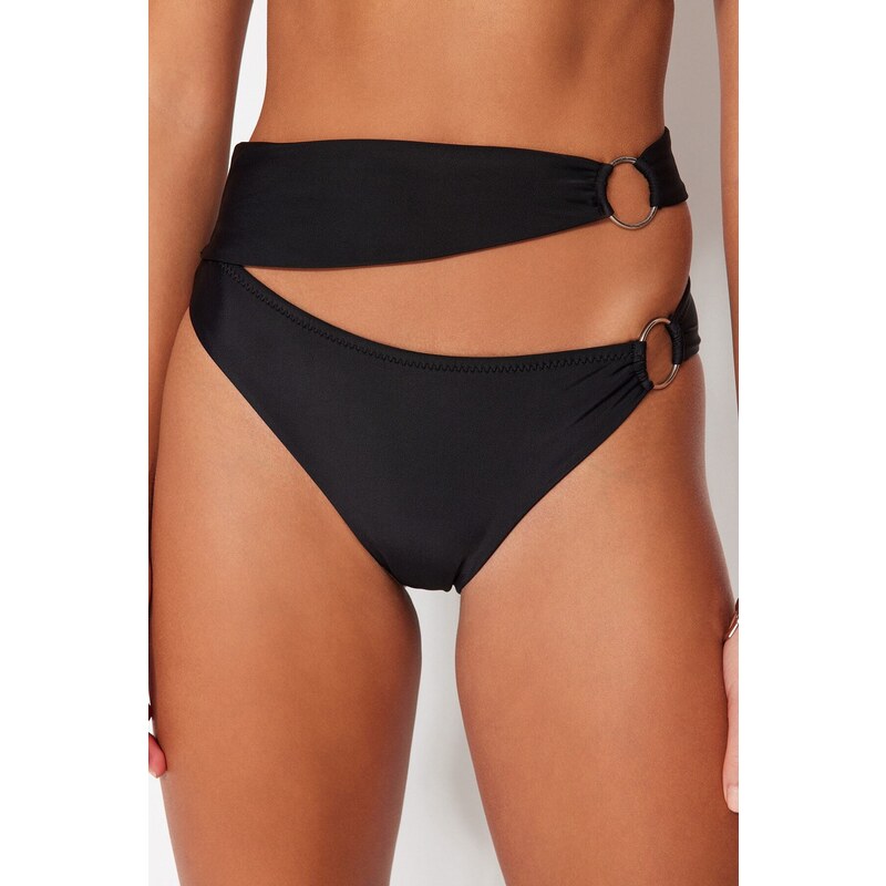 Trendyol High Waist Normal Leg Bikini Bottom with Black Accessories