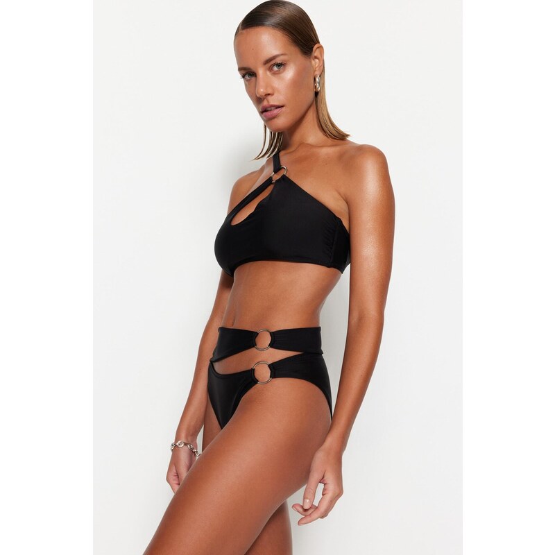 Trendyol High Waist Normal Leg Bikini Bottom with Black Accessories