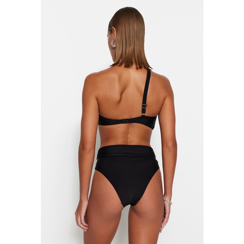 Trendyol High Waist Normal Leg Bikini Bottom with Black Accessories