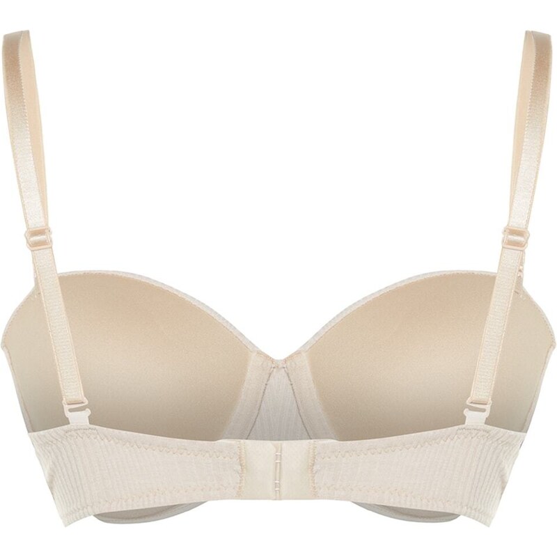 Trendyol Beige Corded Fixed Cup Strapless Knitted Bra with Removable Straps