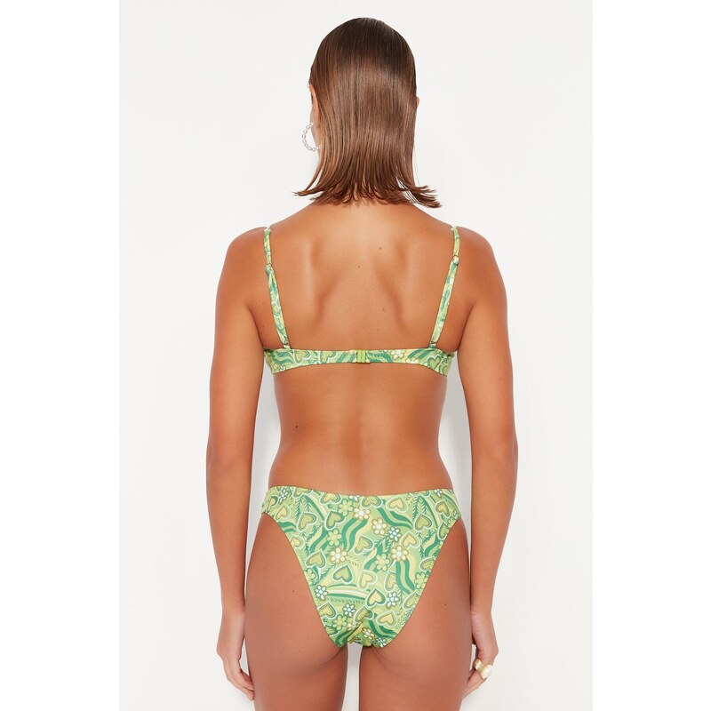 Trendyol Floral Pattern Underwired Pile Bikini Top