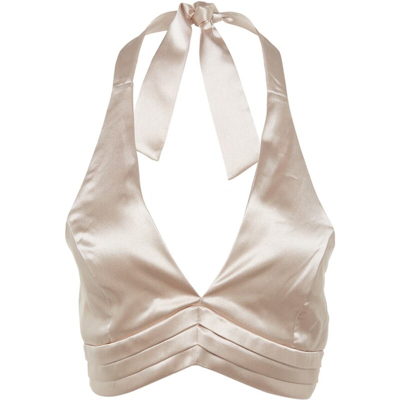 Trendyol Beige Crop Lined Woven Satin Bustier