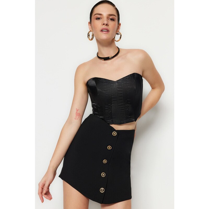 Trendyol Black Crop Lined Woven Bustier