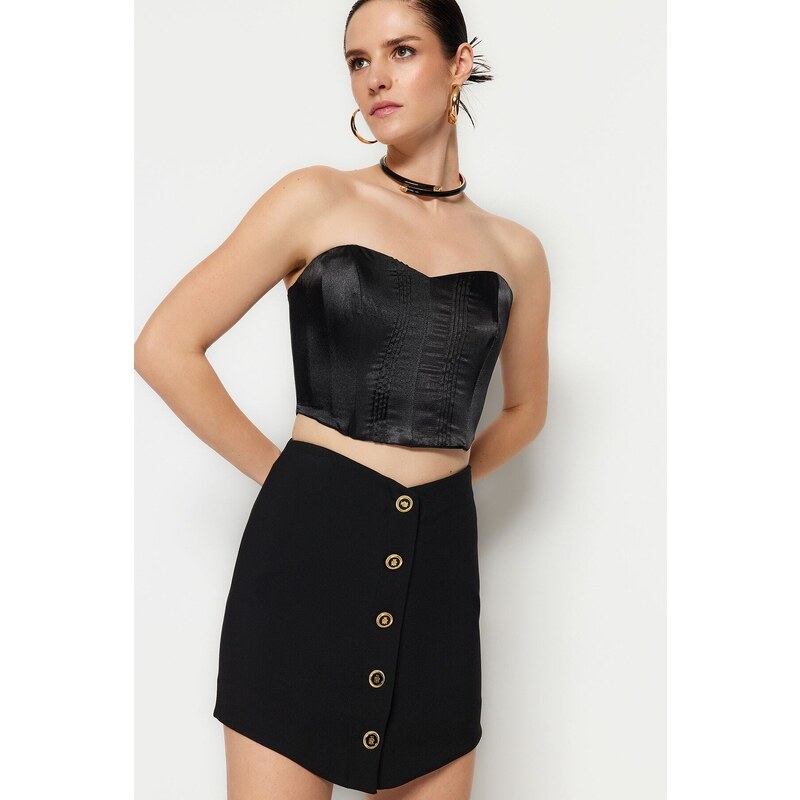 Trendyol Black Crop Lined Woven Bustier