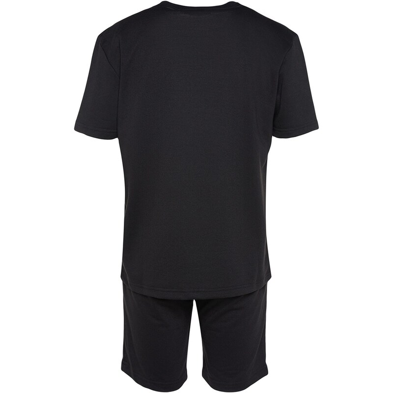 Trendyol Black Men's Regular/Regular Cut Tshirt-Shorts Cotton Tracksuit Set