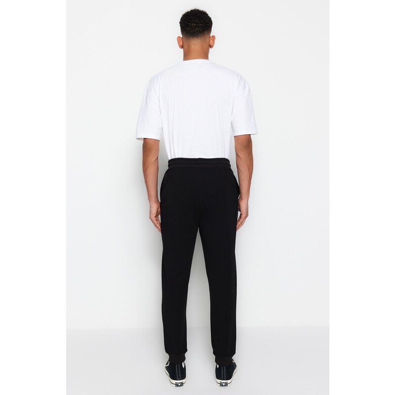 Trendyol Black Regular/Regular Fit Printed Elastic Cuff Sweatpants