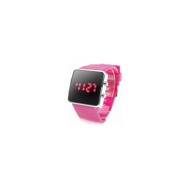 LightInTheBox Unisex Silicone Style Sports Red LED Wrist Watch (Pink)