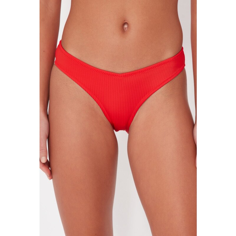 Trendyol Red V-Cut High Leg Bikini Bottoms