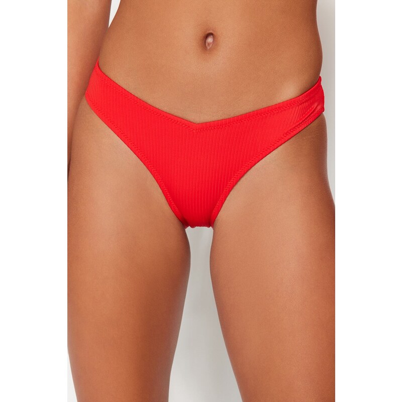 Trendyol Red V-Cut High Leg Bikini Bottoms