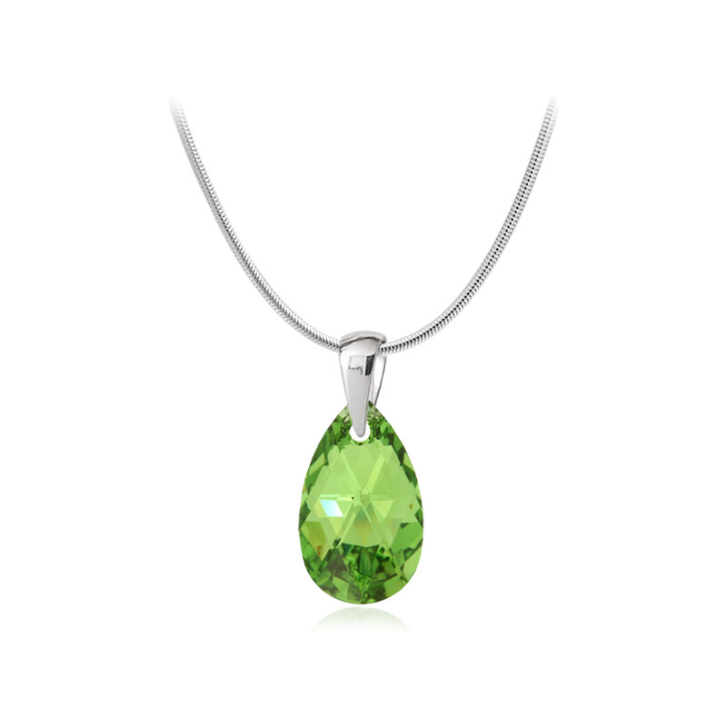 Jewellis ČR Jewellis Ocelový náhrdelník ve tvaru kapky s krystalem Swarovski - Peridot CAL