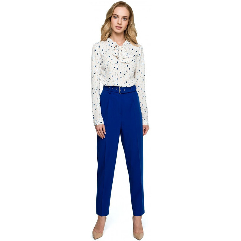 Klasické kalhoty s páskem S124 modré - Stylove 78685081