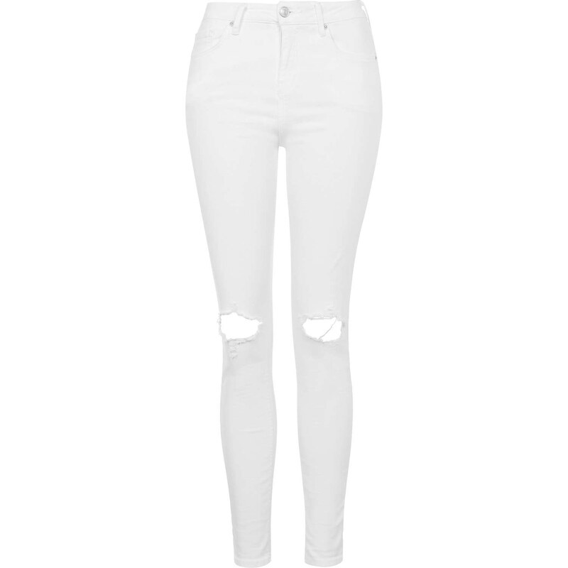 Topshop MOTO White Busted Jamie Jeans