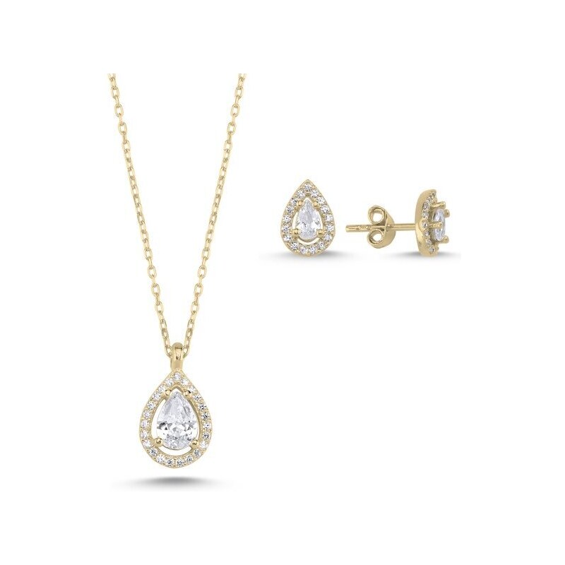 Olivie Stříbrná sada šperků KAPKA GOLD 7353 78691629