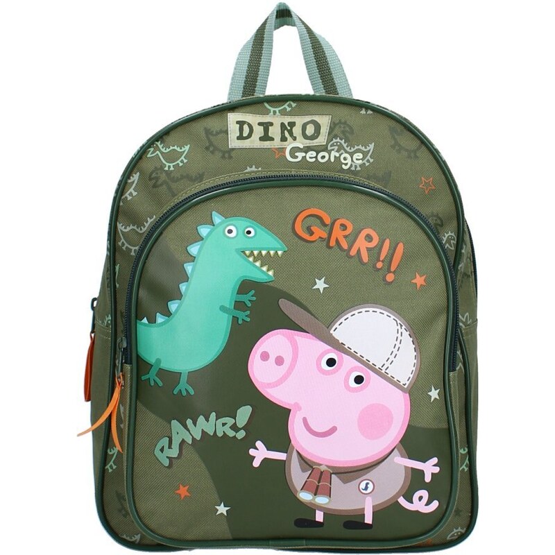 Vadobag Dětský / chlapecká batoh s přední kapsou Prasátko Peppa - motiv George s dinosaurem - 8L