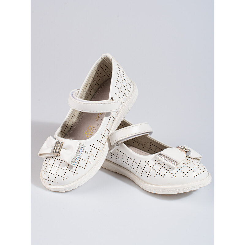 Openwork girl ballerinas Vinceza white