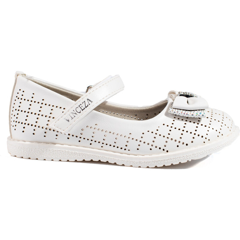 Openwork girl ballerinas Vinceza white