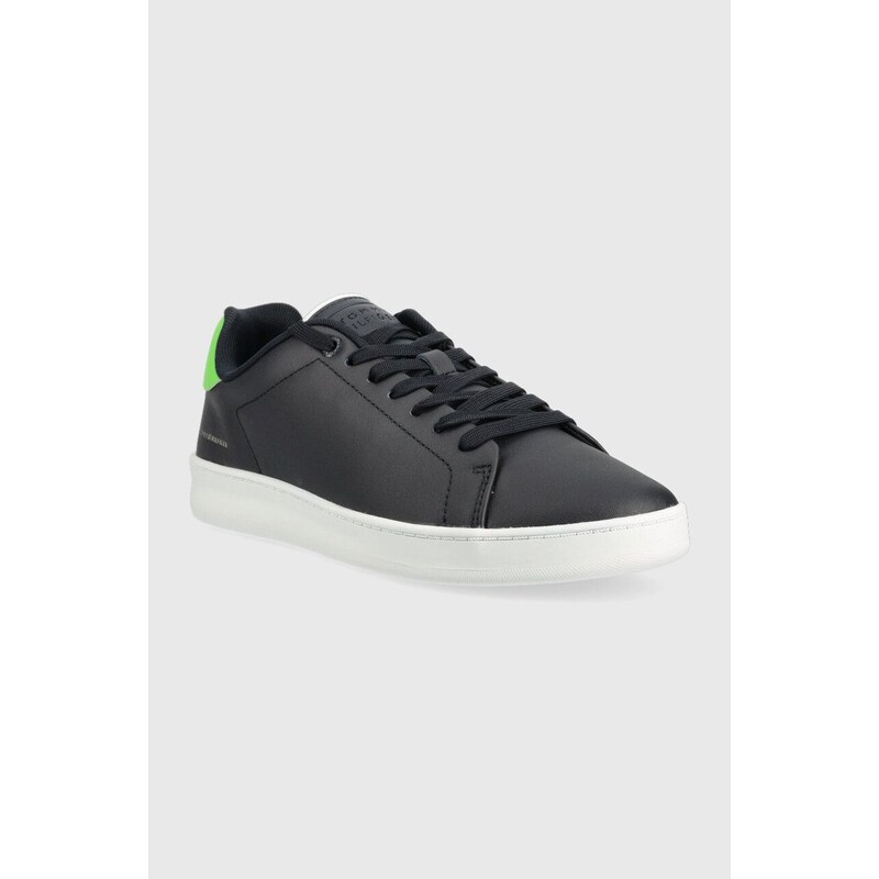 Kožené sneakers boty Tommy Hilfiger COURT SNEAKER LEATHER CUP tmavomodrá barva