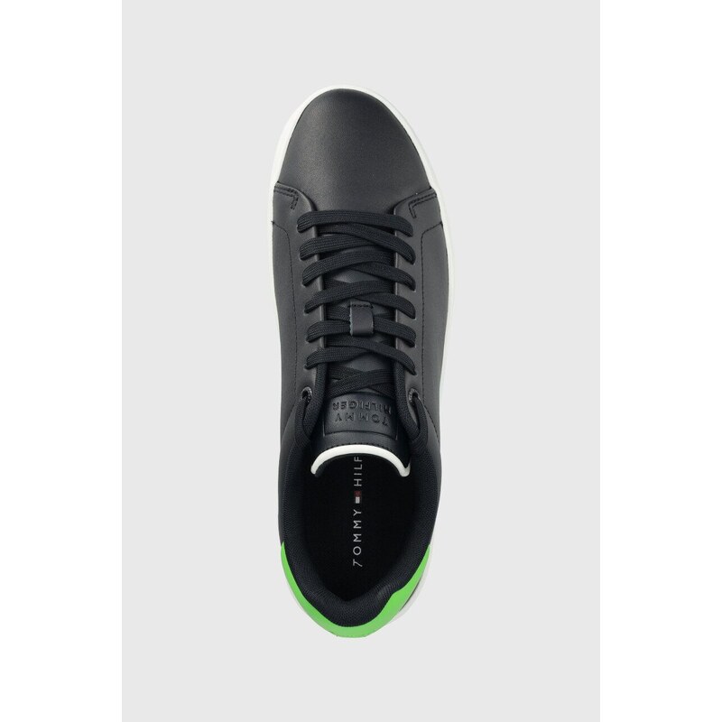 Kožené sneakers boty Tommy Hilfiger COURT SNEAKER LEATHER CUP tmavomodrá barva