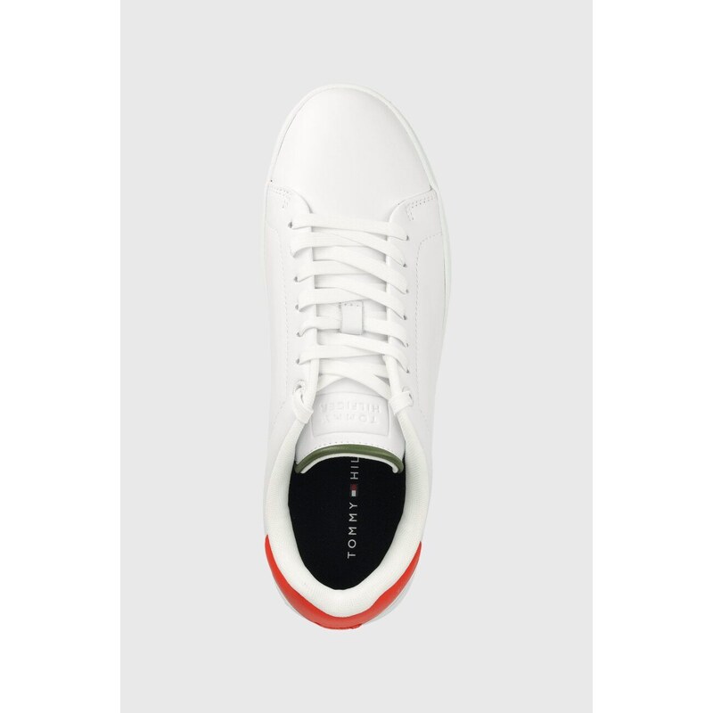 Kožené sneakers boty Tommy Hilfiger COURT SNEAKER LEATHER CUP bílá barva