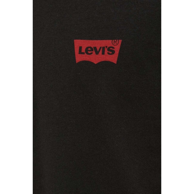 Bavlněné tričko Levi's 2-pack černá barva, s potiskem