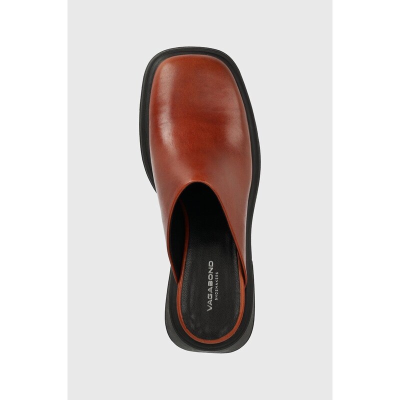 Kožené pantofle Vagabond Shoemakers DORAH dámské, hnědá barva, na podpatku