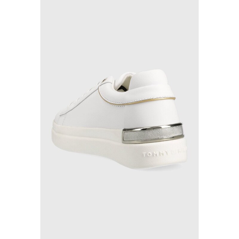 Kožené sneakers boty Tommy Hilfiger LUX METALLIC CUPSOLE SNEAKER bílá barva, FW0FW07030