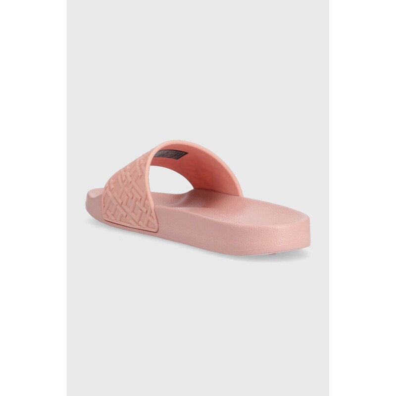 Pantofle Tommy Hilfiger TH MONOGRAM POOL SLIDE dámské, růžová barva, FW0FW06987