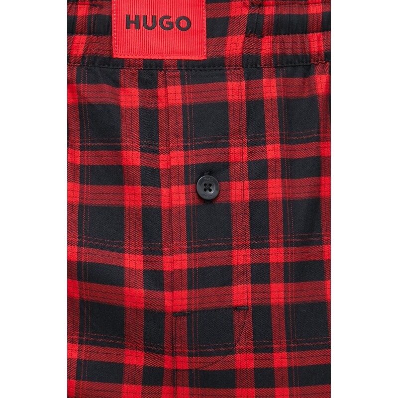 Bavlněné kalhoty HUGO červená barva
