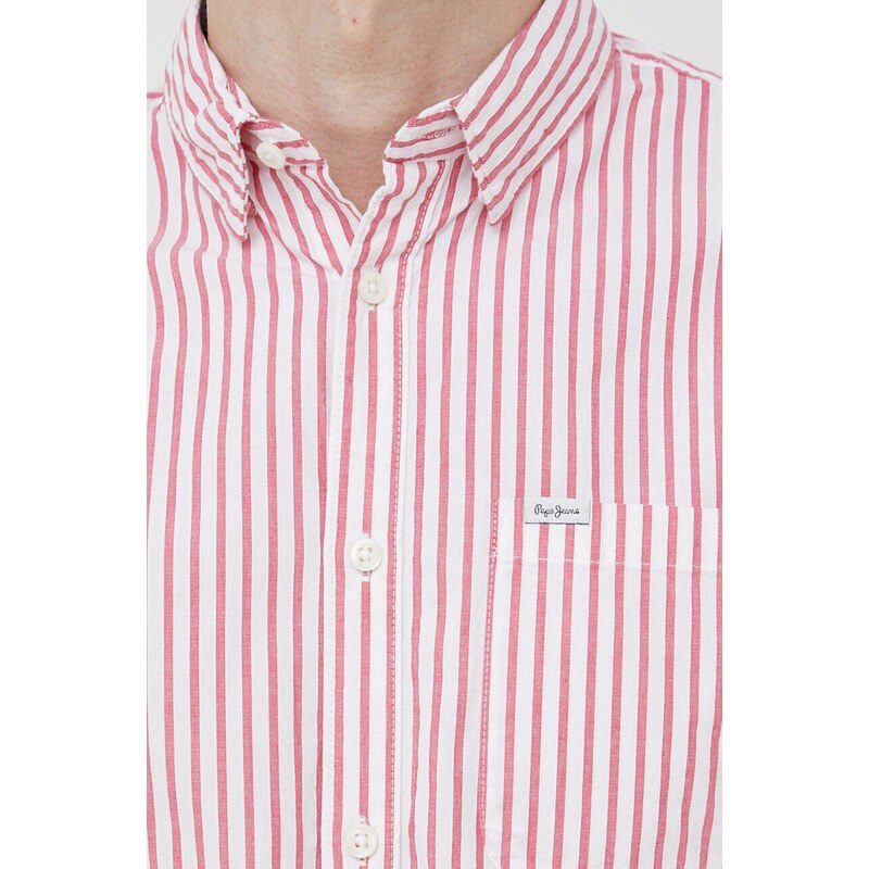 Košile Pepe Jeans Livery červená barva, regular, s klasickým límcem