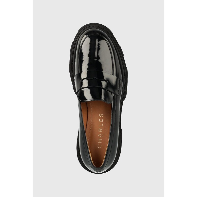 Kožené mokasíny Charles Footwear Mey dámské, černá barva, na platformě, Mey.Loafer.Basic